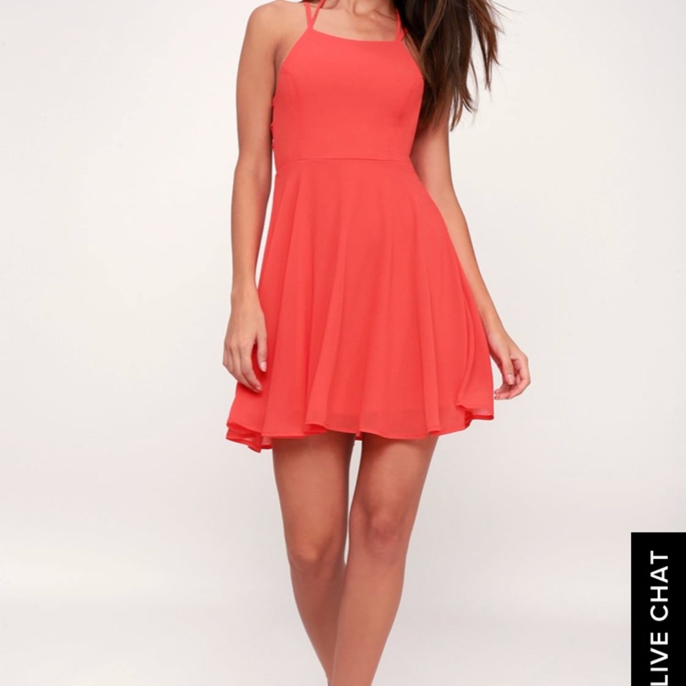 COPY - Coral dress with string up back